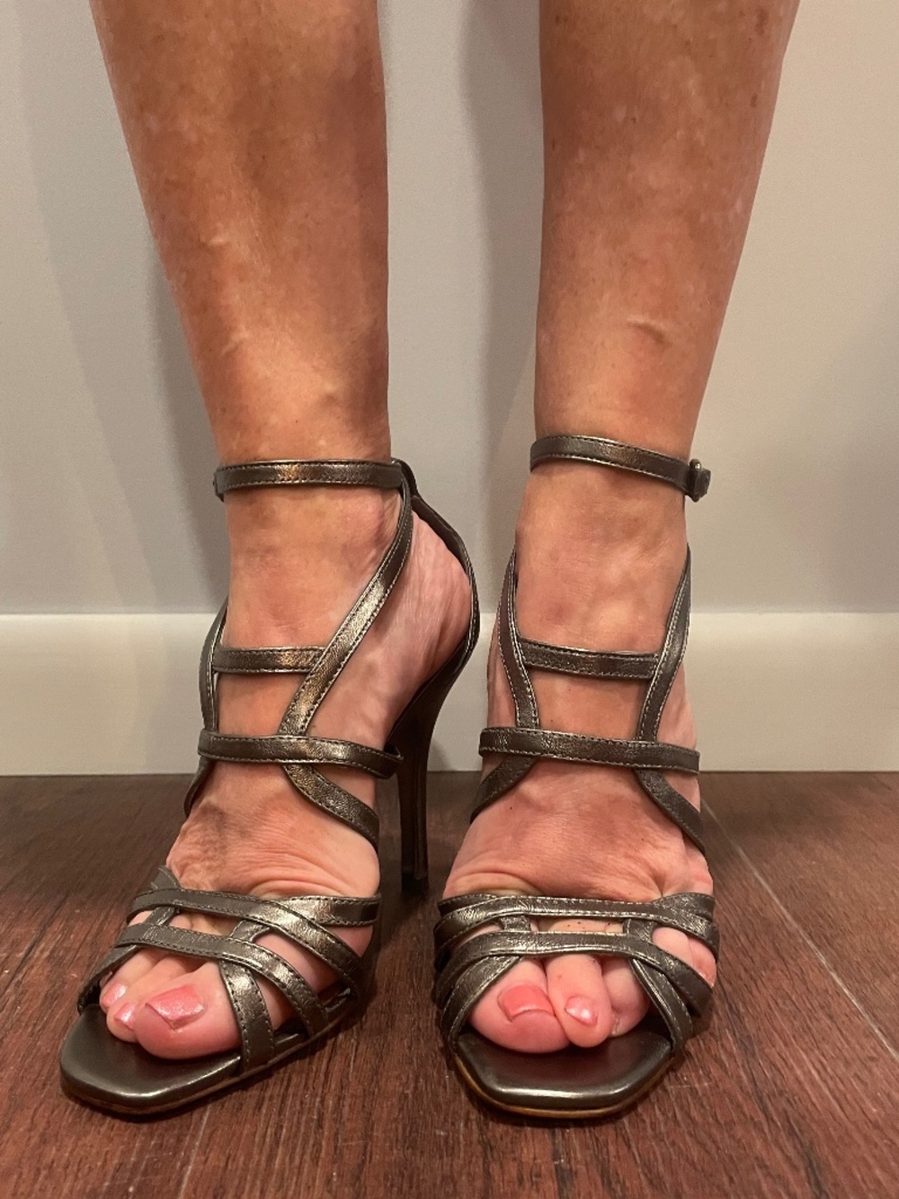 BCBGMaxAzria Anthracite Gray High Heel Sandals